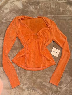 Superdown Orange Ring-Front Long Sleeve Top