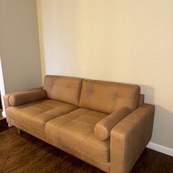 Brown leather couch