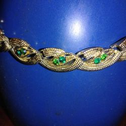 WOMENS GOLD / EMERALD FASHION JEWELRY  NECKLACE
