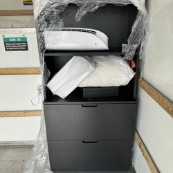 Office Credenza Hutch 2 Lockable Drawers