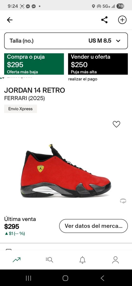 Jordan 14 Ferrari Size 9.5