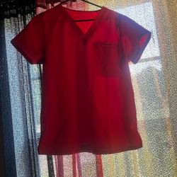 Red Scrub Top