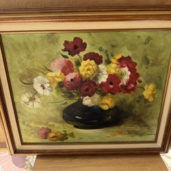 Beautiful & Colorful Floral Impressionist Arrangement Oil Painting