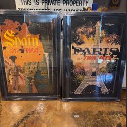 Vintage TWA Advertising Travel Posters Large (set of 2)