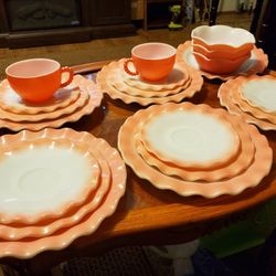 Milk Glass Hazel Pink Crinkle/Ruffled
