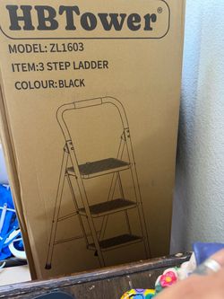 HBTower 3 Step Ladder Black ZL1603