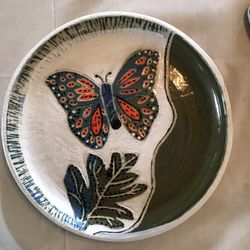 California Pottery Handmade Butterfly Plate