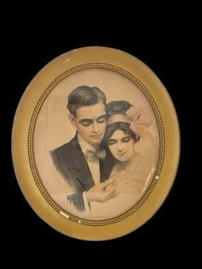 Vintage Wedding Engagement Picture 14.5” x 12.5” (inv15)