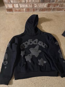 Sp5der Black Hoodie with Star Graphics