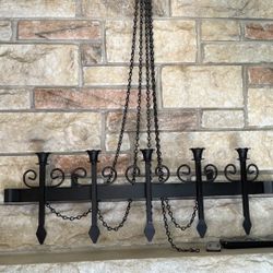 Vintage Wrought Iron Candle Holder – 5-Light Hanging Wall Decor