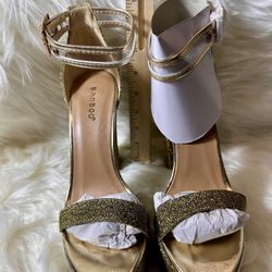 New in box: Gold Bamboo Tournament-Platform Heels – Gold 