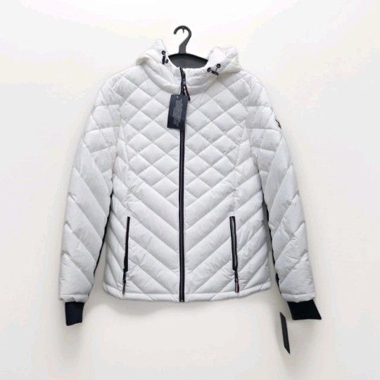 NWT Tommy Hilfiger Women's Lightweight Hooded Sorona White Jacket Sz. L