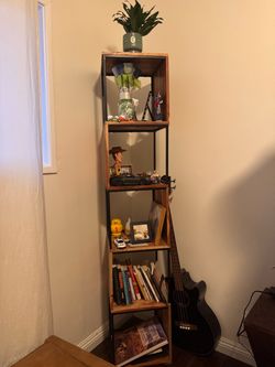 Tall wood modern shelf