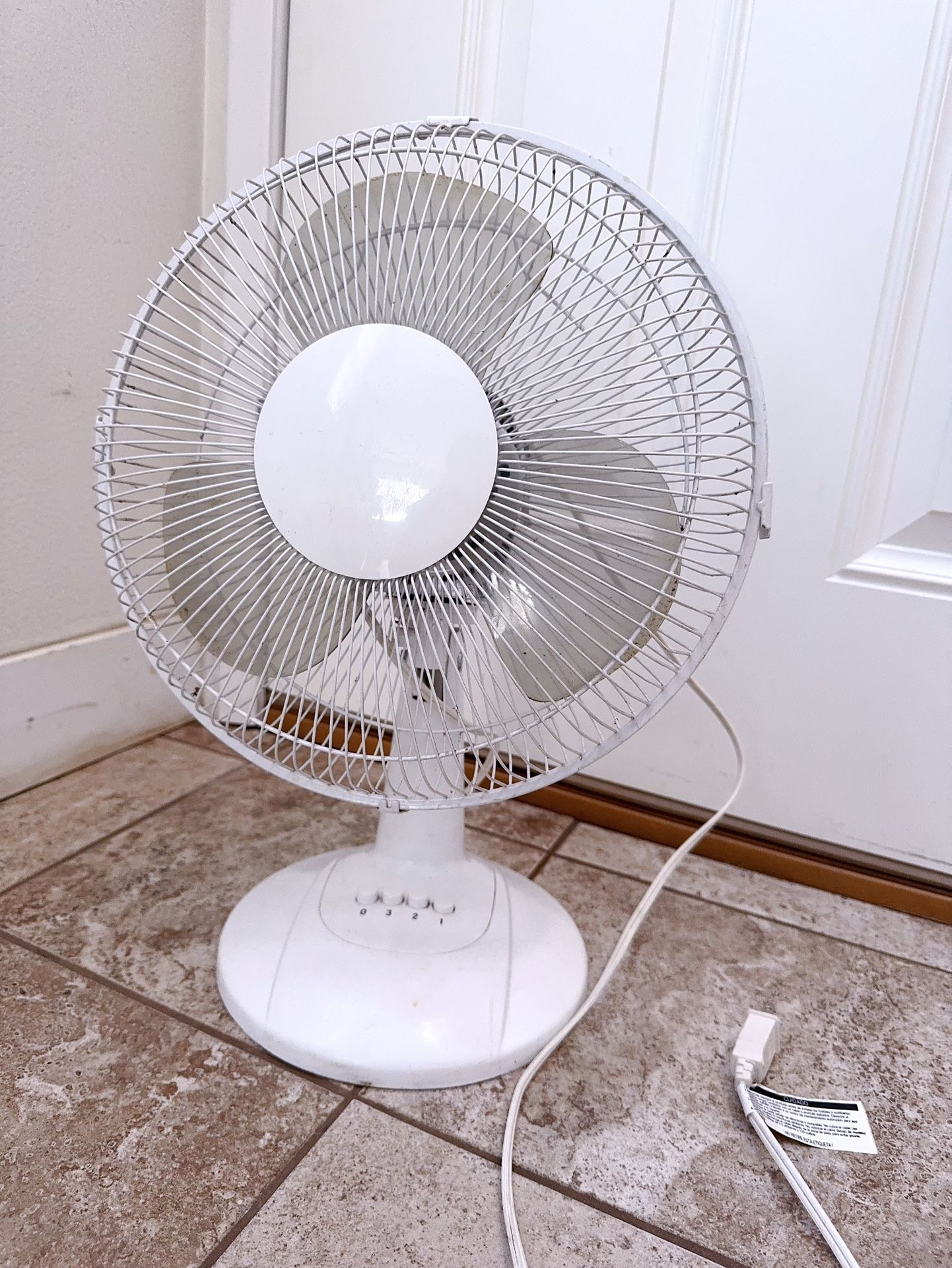 White Table Fan 12 Inch Works Well