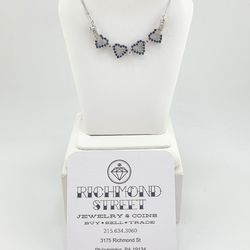 14k white gold diamond and sapphire reversible necklace