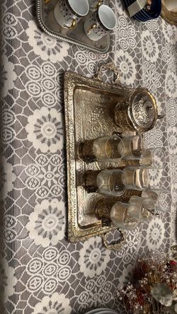 Metal Tea Glass and Tray
