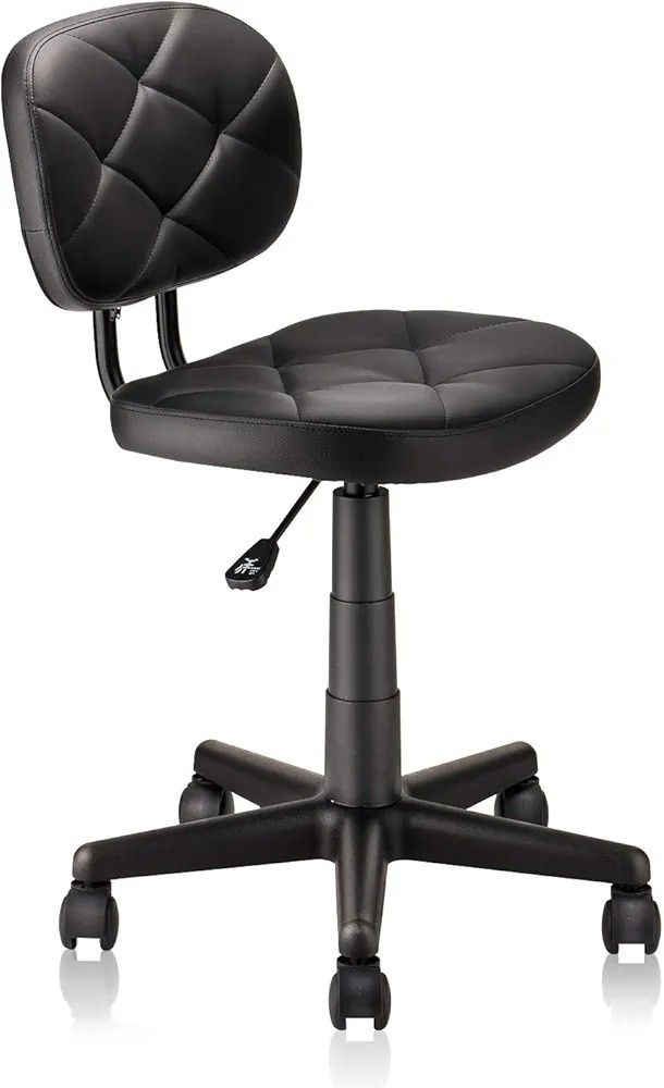 Round Rolling Stool with Adjustable Height and Pu Leather Backrest Swivel Stool Chair for Salon Tattoo Work Office Massage Black