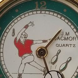 Vintage and Rare Fun Ladies Wrist Watch JC Jacmor Bowling  Face and Band.