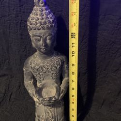 16” Tai Style Seated Concrete Buddha Holding Bowl