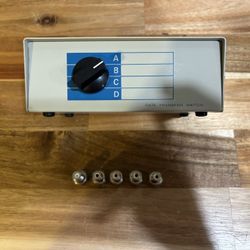 BNC Connector Data Transfer Switch Box (4 in / 1 Out) With 1 BNC To Coax & 4 BNC To RCA Adapters