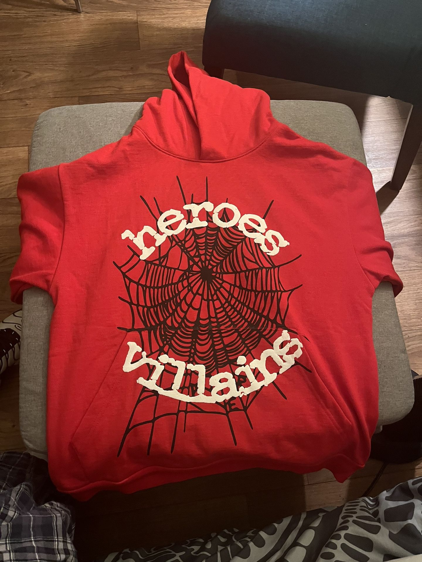 Red Heroes and Villains Sp5der hoodie