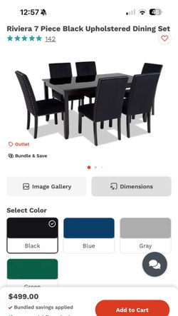 Riviera 7 Piece Black Upholstered Dining Set