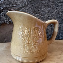Vintage Gladding McBean Franciscan Wheat Harvest Pitcher Ceramic Golden Brown