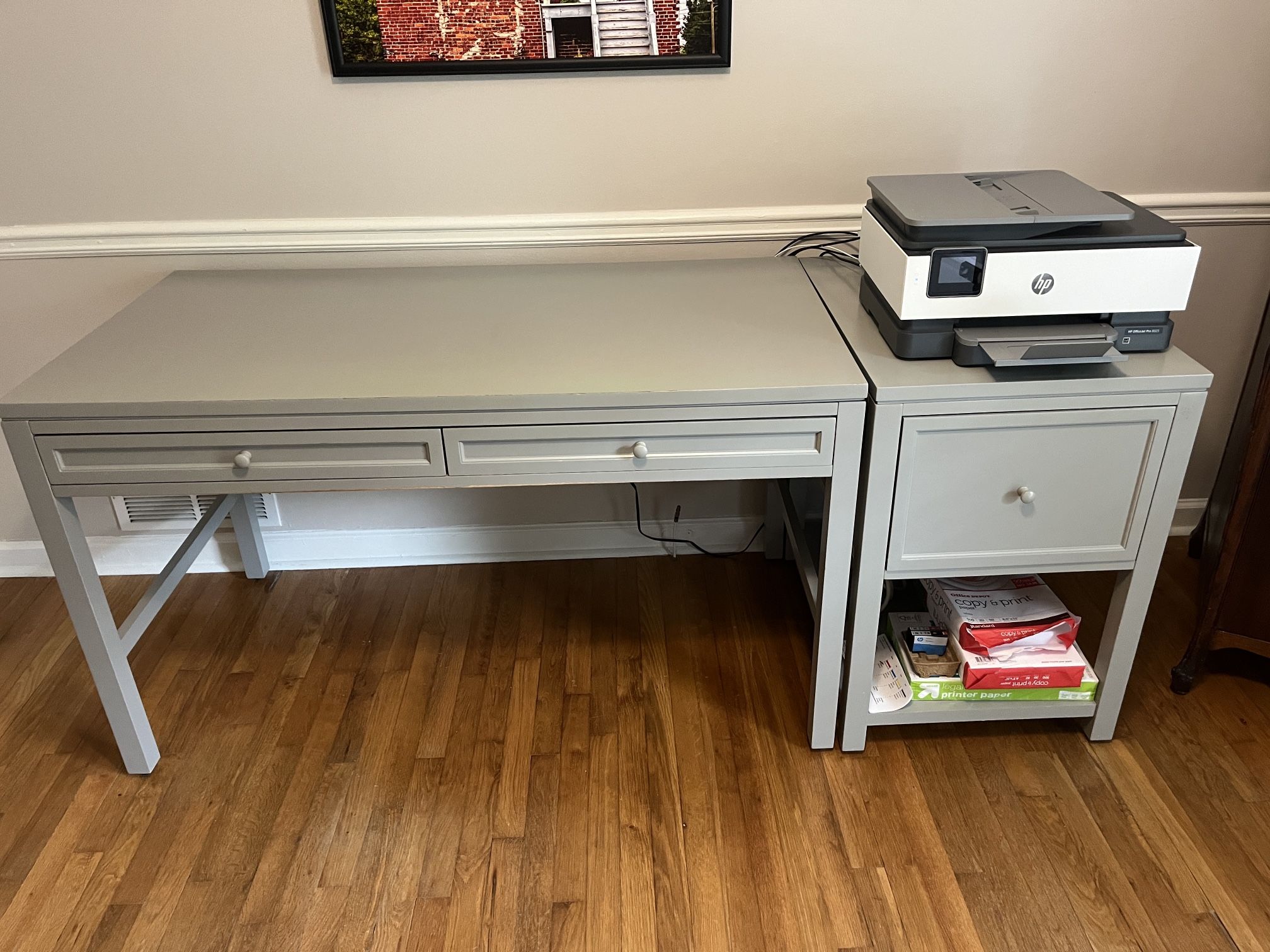 Matching desk and filing cabinet 