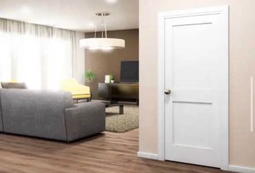 30 in. x 80 in. x 1-3/8 in. Shaker White Primed 2-Panel Solid Core Wood Interior Slab Door
