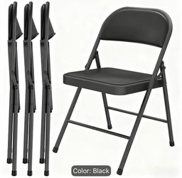 4 Padded Metal Folding Chairs