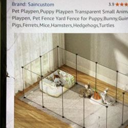 Pet Playpen Transparent Fence Yard Puppy Rabbit Guinea Pig Ferret Mice Hamster Hedgehog Turtle NEW In Box 48”x 24” , 16” High 12 Panels