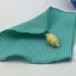 Vintage 1999 Fisher Price Loving Family Dollhouse Dolls Green Waffle Nursery Crib Blanket with Bottle