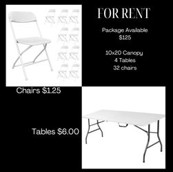 Tables, Chairs , Canopy