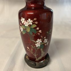 Sato Cloisonné 6” Pigeon Blood Vase (1950’s)