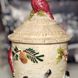 Vintage Ceramic Cardinal Bird Cookie Jar 