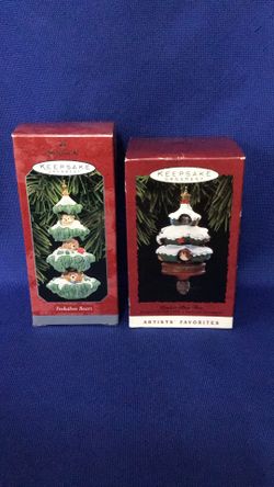 Vintage Hallmark Ornaments 1998 Peekaboo Bears & 1993 Peek A Boo Tree