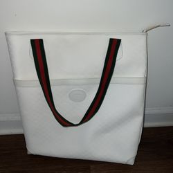 GUCCI Vintage 70s-80s White Monogram Large Shopper Tote Bag