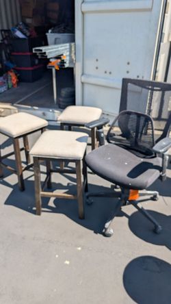 Set of 3 Upholstered Bar Stools