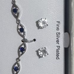 Pulsera con Aretes Recubierto De Plata Fina