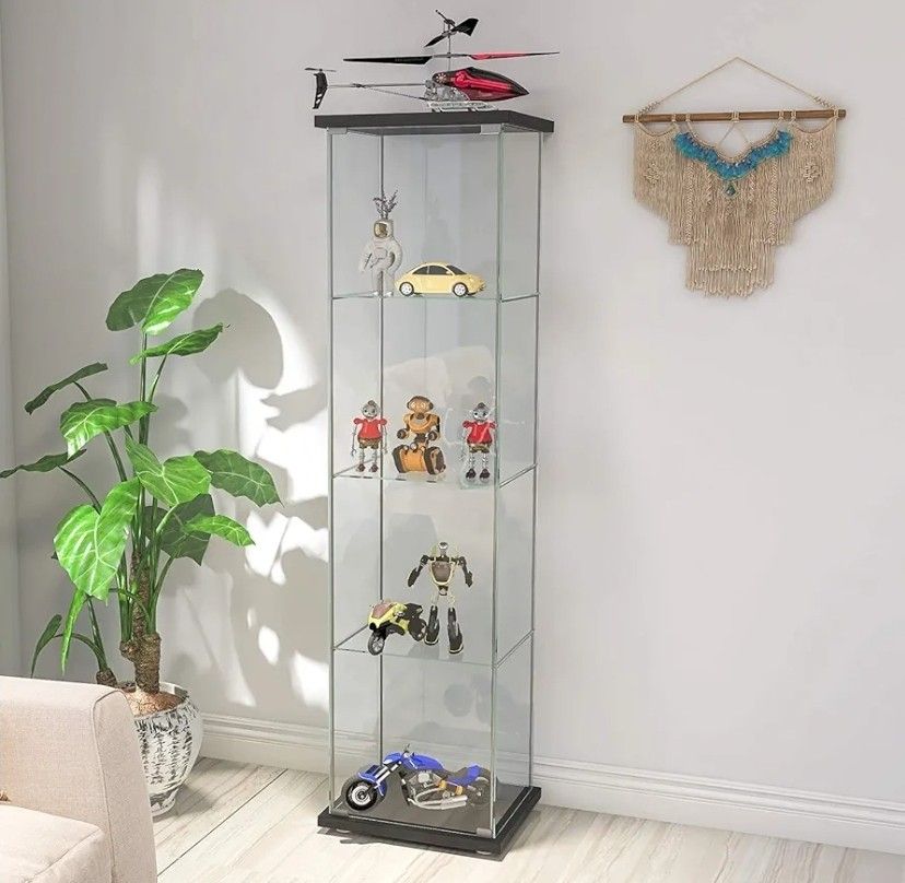 Glass Display Cabinet 4 Shelves with Door