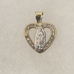 Virgin Mary 10k Real Gold Pendant Charm 