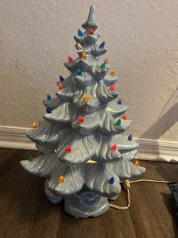 Vintage Iridescent Blue Ceramic Christmas Tree