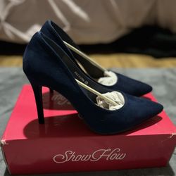 Suede Blue Heels