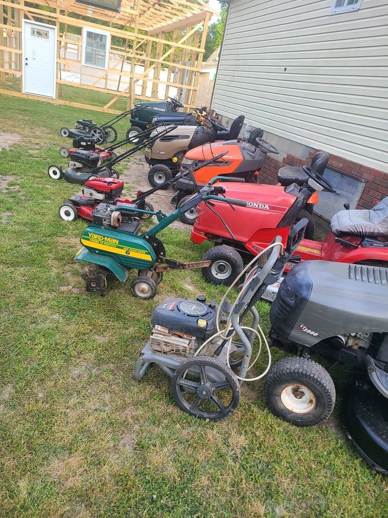 Riding Lawn Mowers And Push Mowers, Power Washer , Tiller