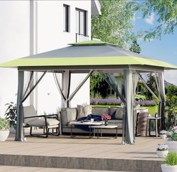 13x13 Pop Up Tent Canopy, Waterproof Canopy Tent with Net and UV Resistant, Sidewalls Instant Shelter Gazebo with Carrying Roller Bag for Garden, Gril