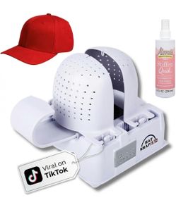 Adjustable Hat Shaper Machine with Stiffening Spray - Baseball Cap Shaper - Care Tool for Caps, Snapbacks, Fitted Hats - Fan Drying Tech for Shape Res