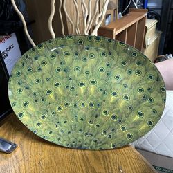 Hand Painted-Serving Plate-Wall Plates -Peacock Feathe