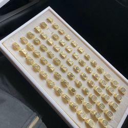 NEW STAINLESS STEEL GOLD NUGGET RINGS