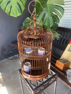 Vintage Chinese bamboo bird cage