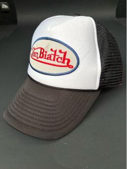 Von Biatch Trucker Hat Nissun Cap Mesh Snapback Black White Vintage Y2K Parody